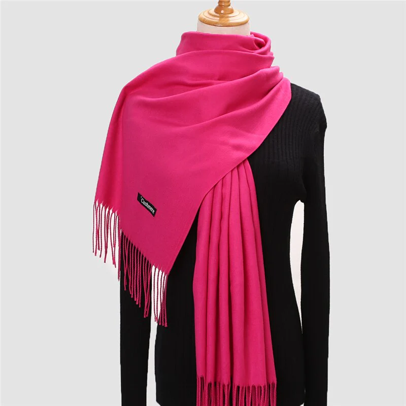 Christmas Gift Deanwangkt Winter Scarf For Women Long Warm Cashmere Scarves Hijab Solid Lady Shawl Wrap Female Pashmina Bandana Head Scarfs Echarpe - Deanwangkt