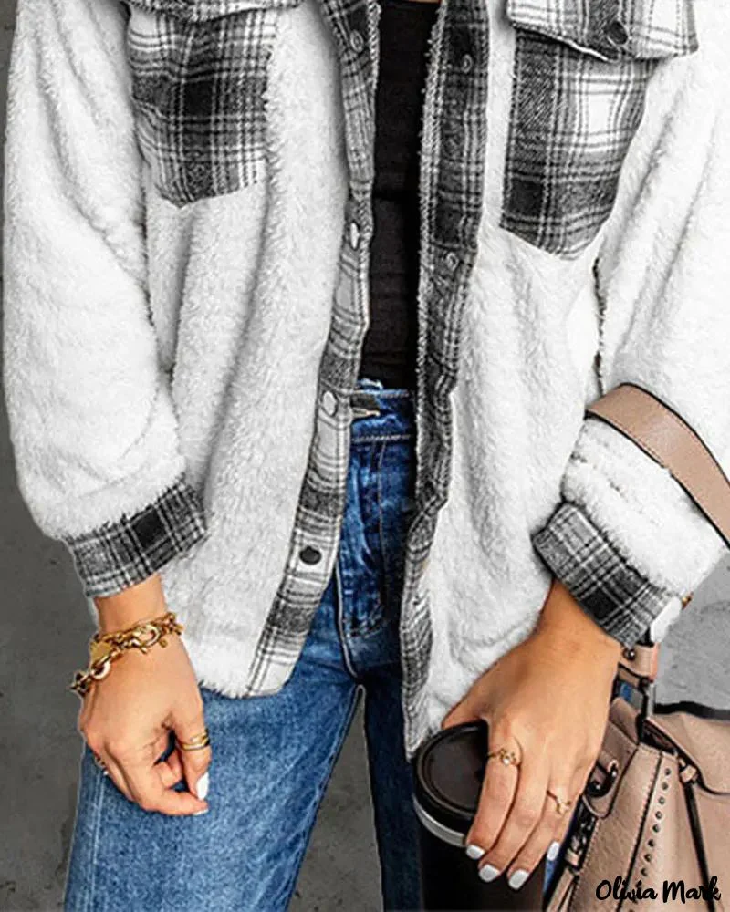 Deanwangkt - Contrast Check Long Sleeve Teddy Jacket - Deanwangkt