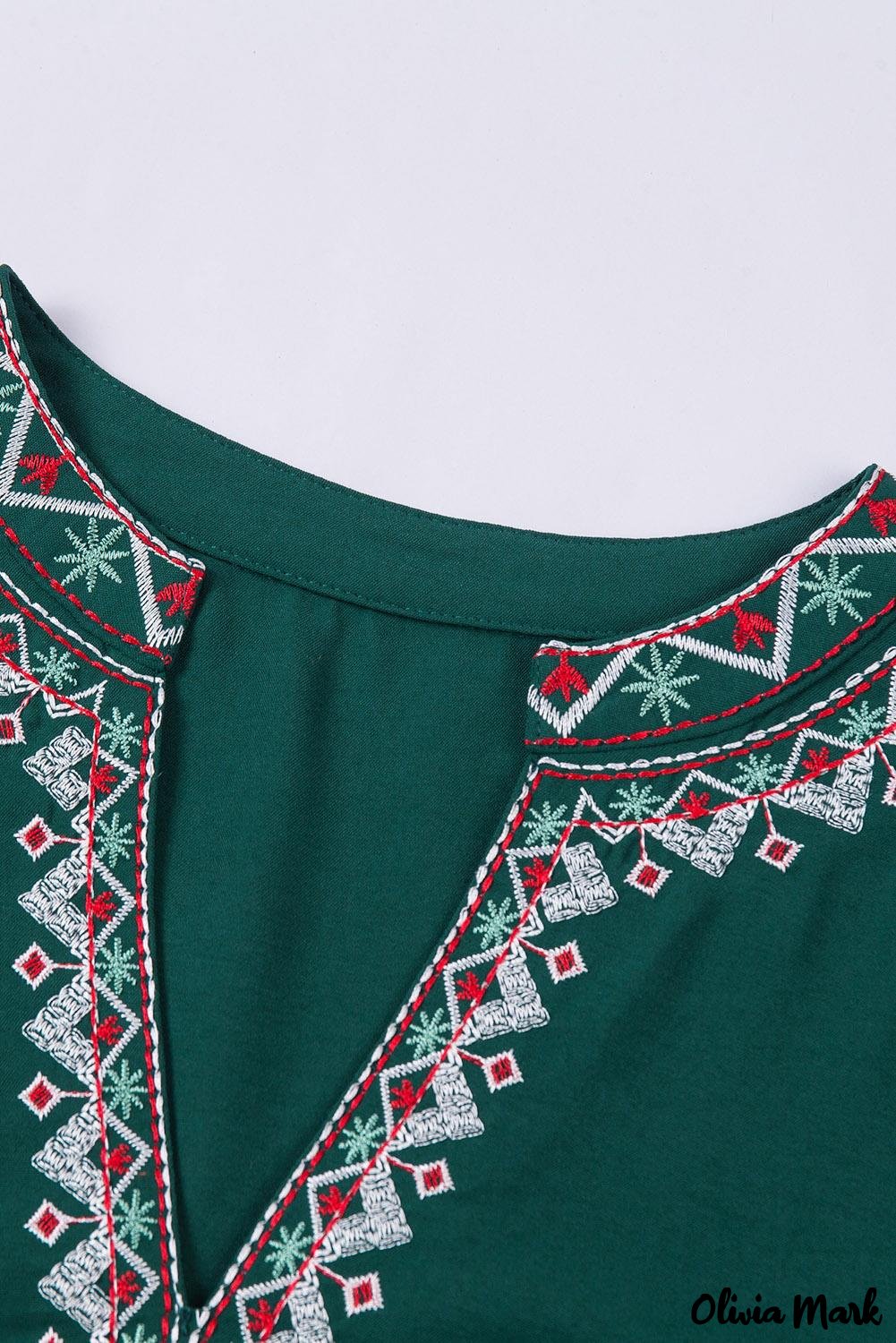 Deanwangkt - Green Bohemian Floral V-Neck Casual Blouse - Deanwangkt