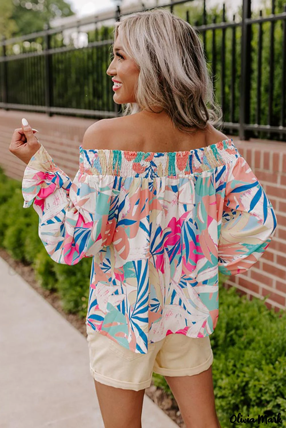 Deanwangkt - Multicolor Floral Print Cold Shoulder Blouse - Deanwangkt