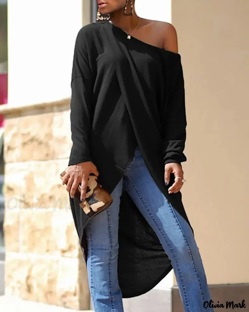 Deanwangkt - Long Sleeve Asymmetric Hem Top - Deanwangkt