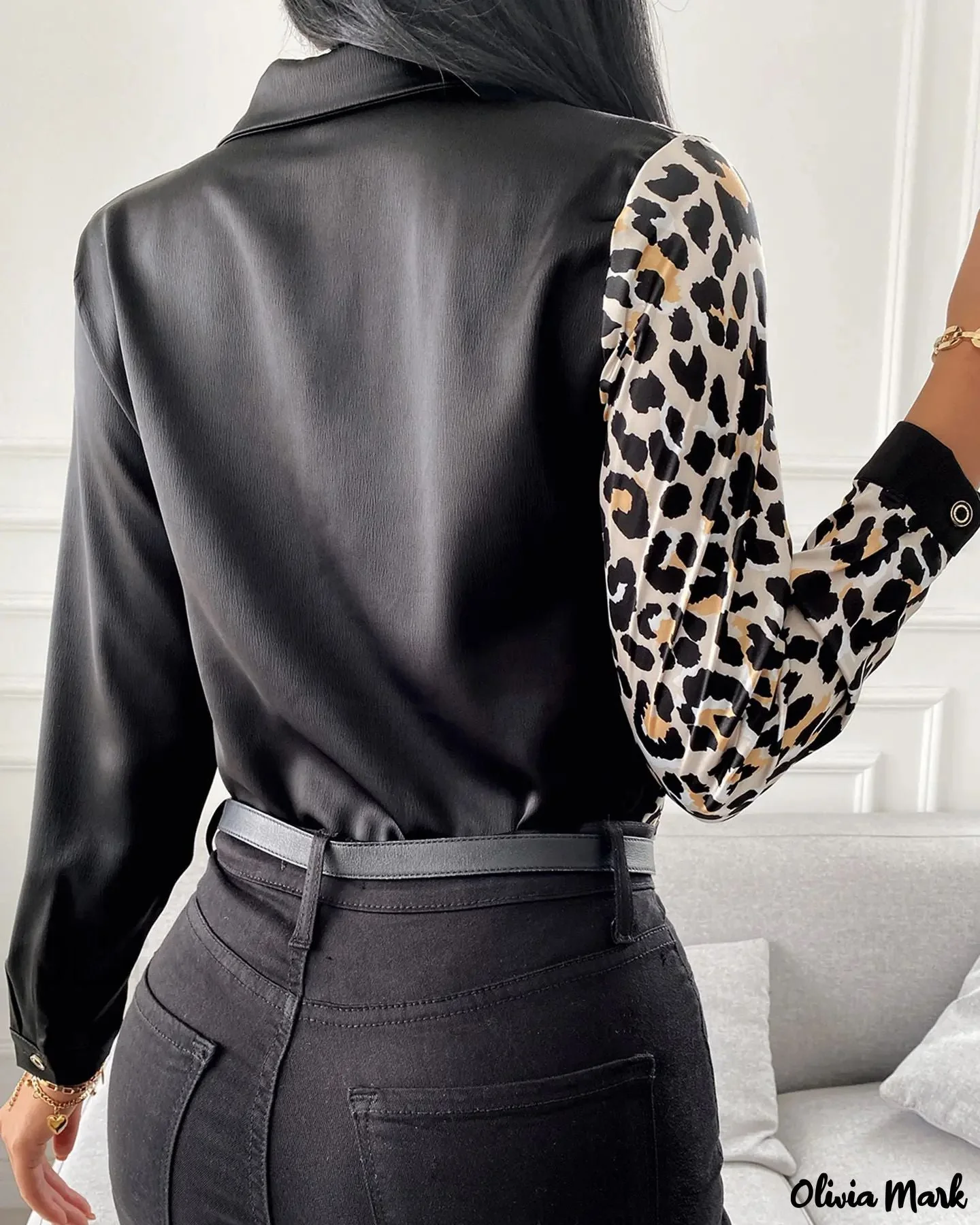 Deanwangkt - Leopard Print Long Sleeve Button Down Casual Shirt - Deanwangkt