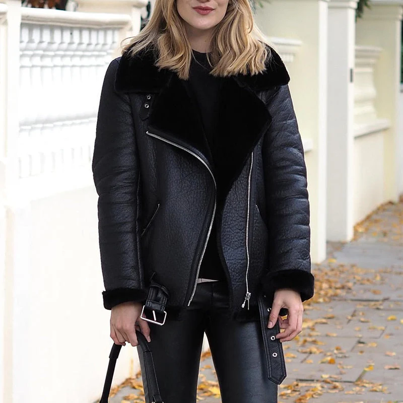 Christmas Gift Ailegogo Autumn Casual Faux Leather Jackets Women Winter Sashes Zipper Streetwear Biker Motorcycle Girls Coat Female Outwear - Deanwangkt