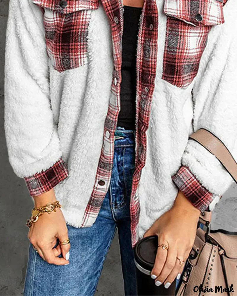 Deanwangkt - Contrast Check Long Sleeve Teddy Jacket - Deanwangkt