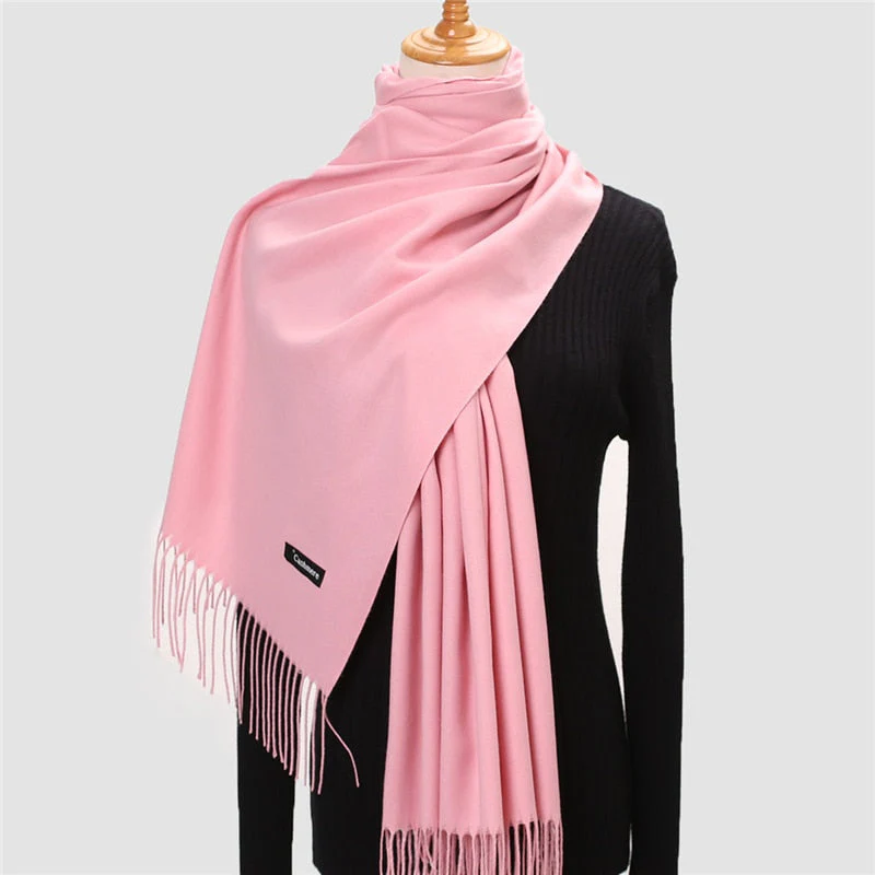 Christmas Gift Deanwangkt Winter Scarf For Women Long Warm Cashmere Scarves Hijab Solid Lady Shawl Wrap Female Pashmina Bandana Head Scarfs Echarpe - Deanwangkt