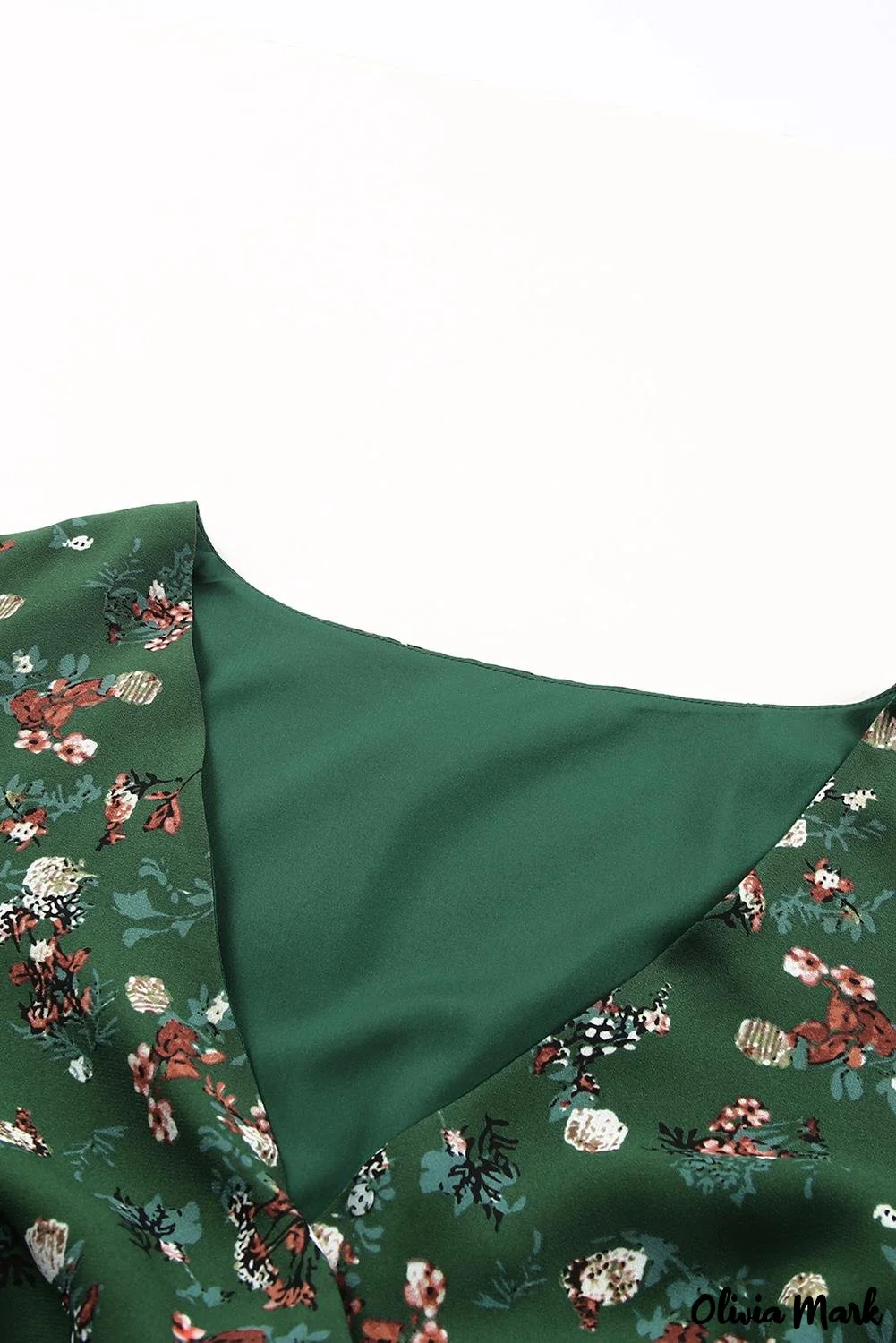 Deanwangkt - Green Floral Print Wrap V-Neck Peplum Top - Deanwangkt