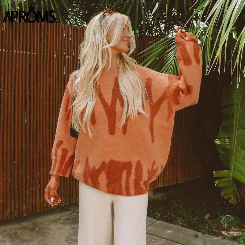 Christmas Gift Aproms Elegant Green Tie Dye Print Oversized Sweater Women Deanwangkt Winter Soft Knitted Long Pullovers Streetwear Fashion Outerwear - Deanwangkt