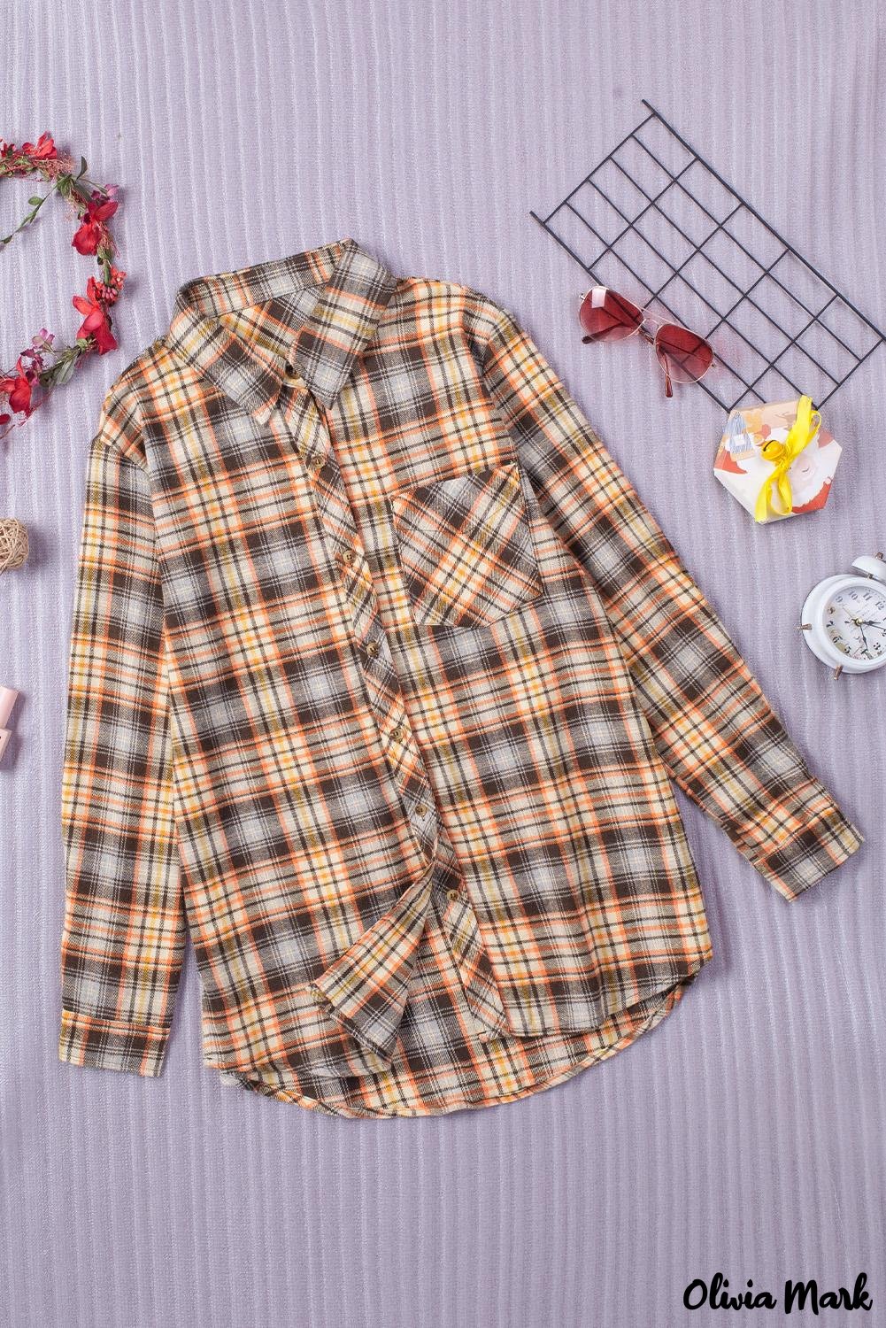 Deanwangkt - Plaid Button-Up Long Sleeve Shirt - Deanwangkt