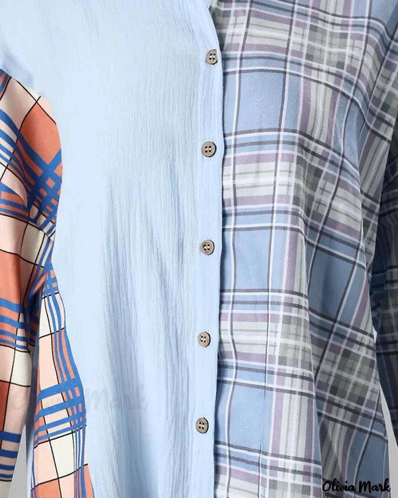 Deanwangkt - Plaid Print Long Sleeve Button-Up Shirt - Deanwangkt