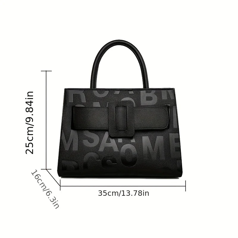 deanwangkt-1 Letter Embossed Handbag, Women's Fashionable Satchel Bag With Zipper, Elegant Shoulder Bag With Adjustable Strap - Deanwangkt