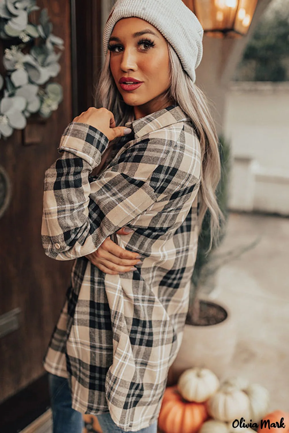 Deanwangkt - Khaki Check Button Long Sleeve Shirt - Deanwangkt
