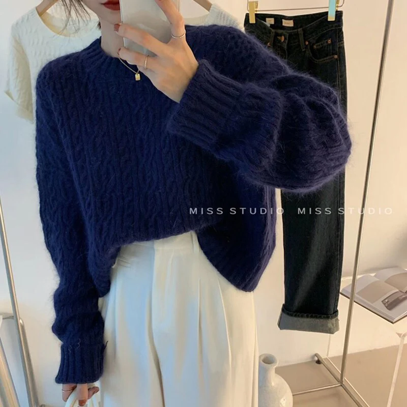 Christmas Gift Deanwangkt Women Sweater Pullover Female Knitting Overszie Long Sleeve Loose Elegant Knitted Thick Outerwear Womens Winter Sweaters - Deanwangkt