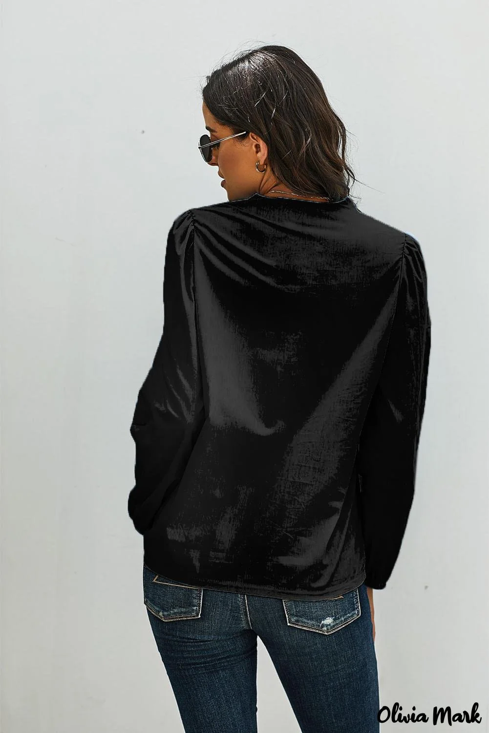 Deanwangkt - Wine Long Sleeve Ruffled Blouse - Deanwangkt