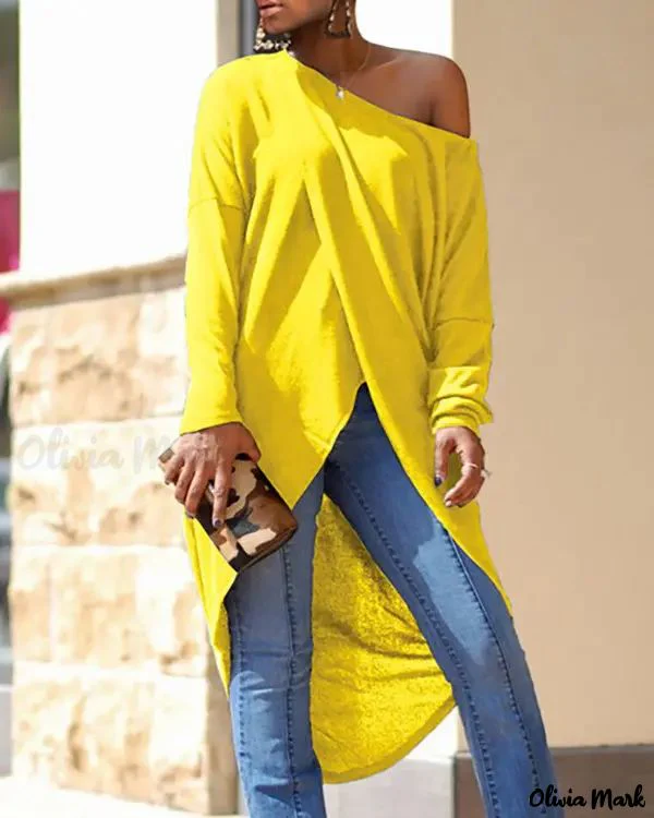 Deanwangkt - Long Sleeve Asymmetric Hem Top - Deanwangkt