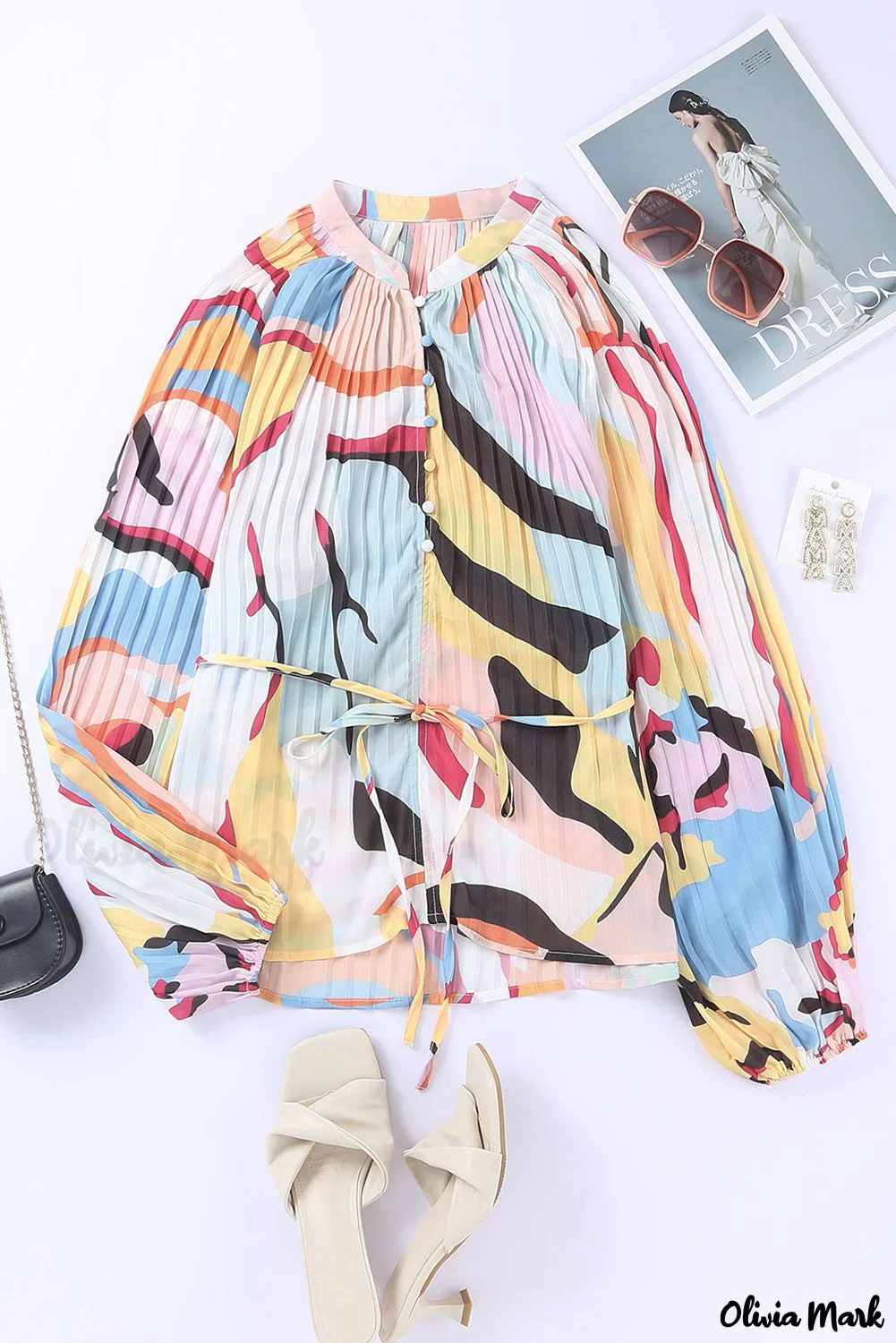 Deanwangkt - Multicolor Crinkle Long Sleeve Tropical Fish Skin Shirt - Deanwangkt