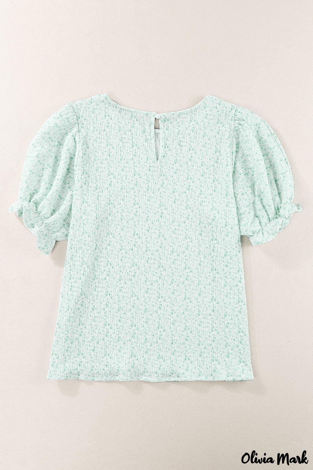 Deanwangkt - Black Floral Smocked Puff Sleeve Blouse - Deanwangkt