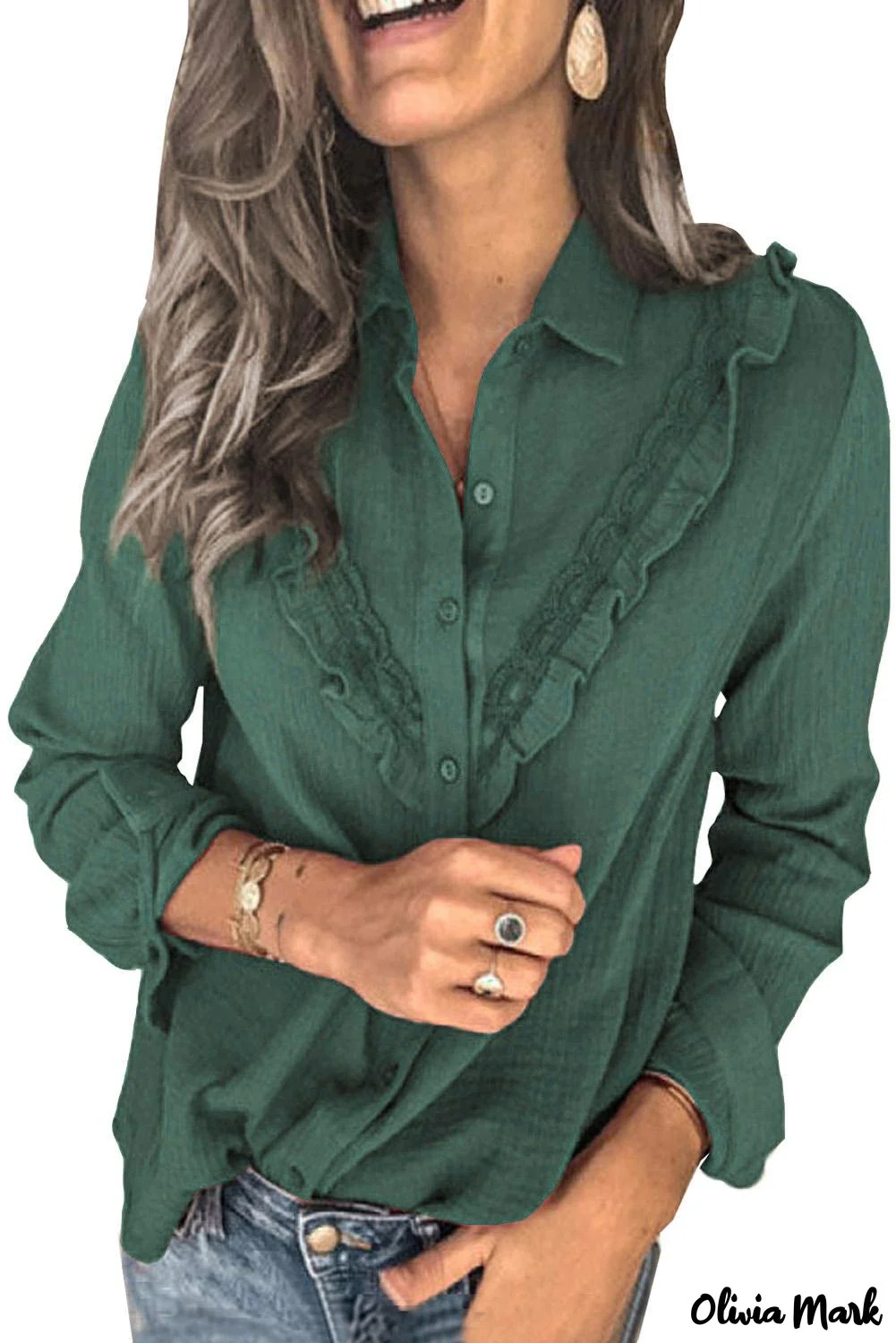 Deanwangkt - White Ruffle Crinkle Long Sleeve Shirt - Deanwangkt