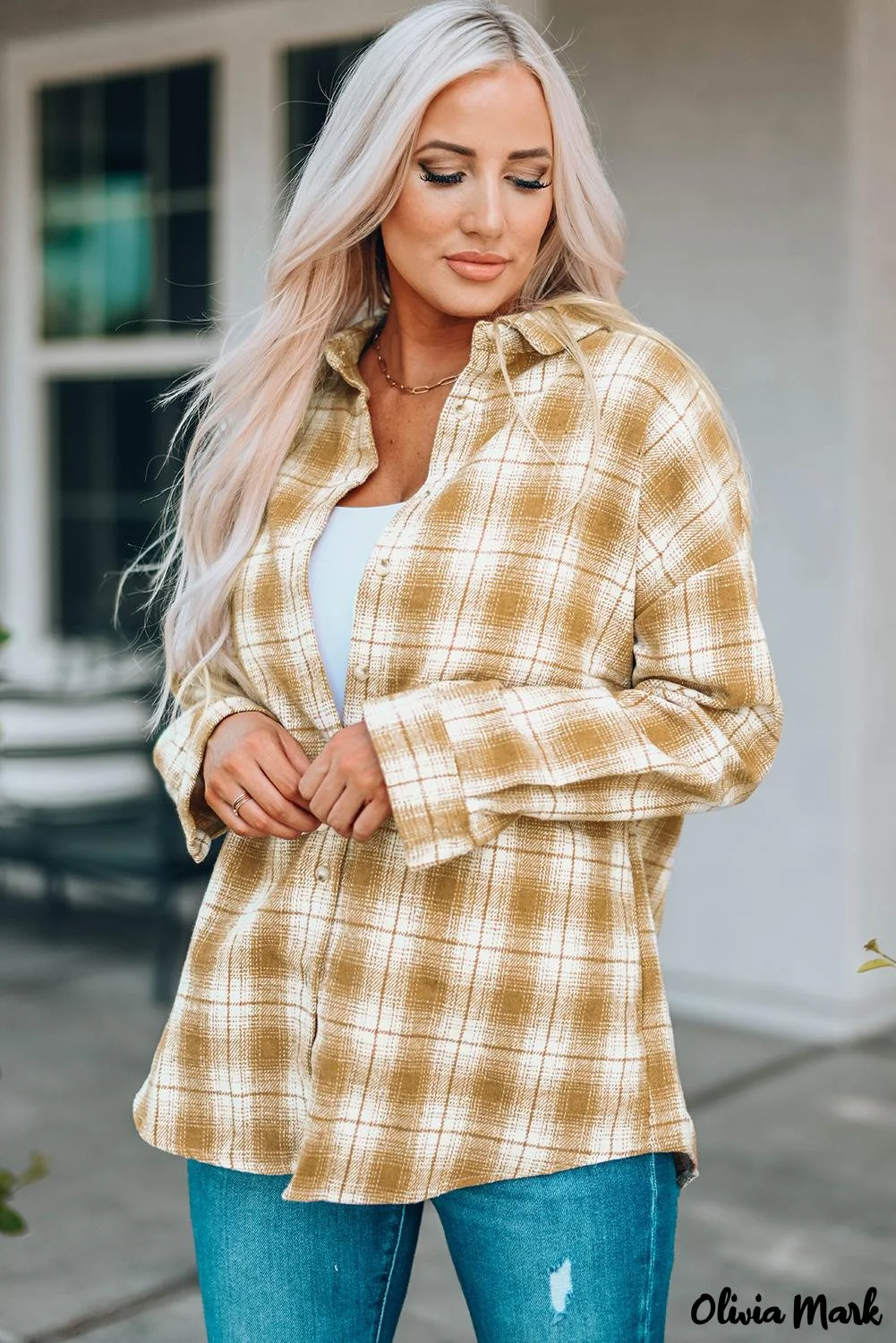 Deanwangkt - Turn-down Collar Button-Up Plaid Shirt - Deanwangkt