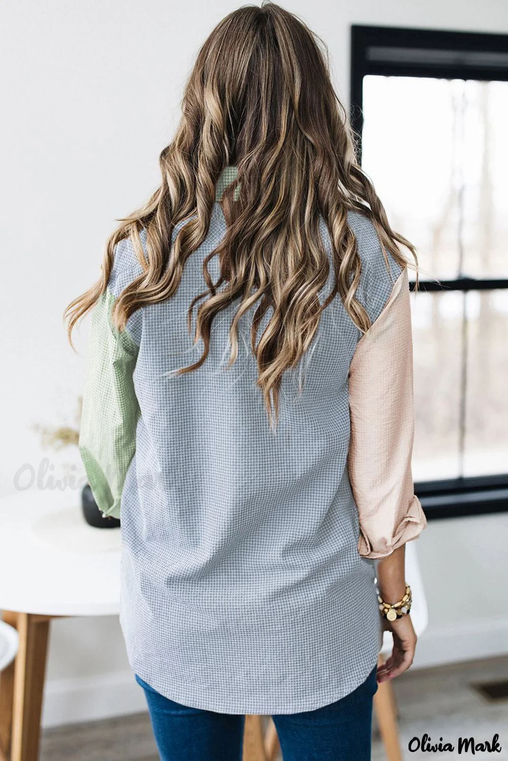 Deanwangkt - Green Plaid Color Block Long Sleeve Shirt - Deanwangkt