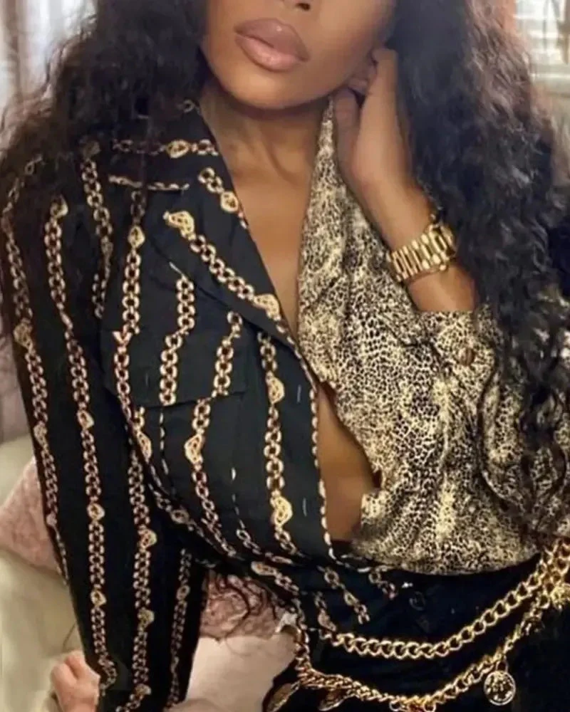 Deanwangkt - Snakeskin Print Long Sleeve Button Down Shirt - Deanwangkt