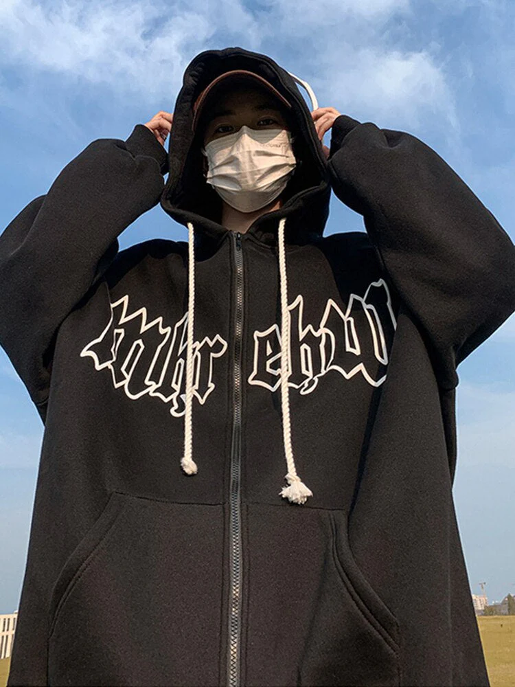 Black Friday Sales Sweater Cardigan Zipper Men's And Women's Letter Printing Hoodie Y2k Loose Trend All-Match Casual Autumn And Winter Pullover - Deanwangkt