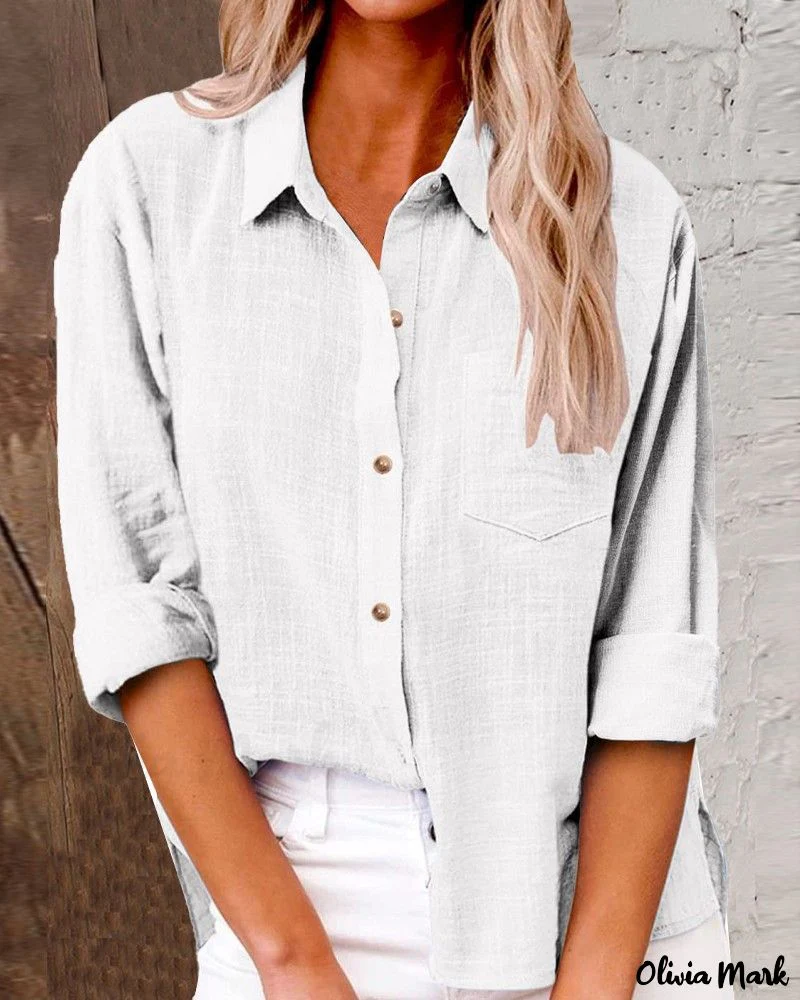 Deanwangkt - Buttoned Long Sleeve Shirt with Chest Pocket Design - Deanwangkt