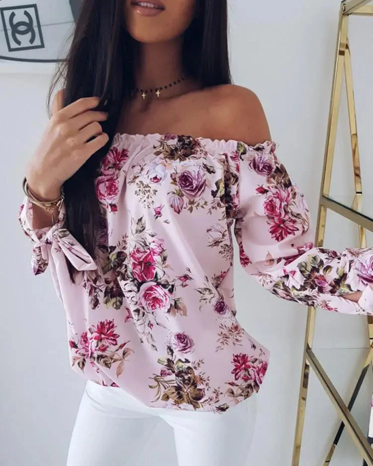 Deanwangkt - Floral Print Off The Shoulder Loose Blouse - Deanwangkt
