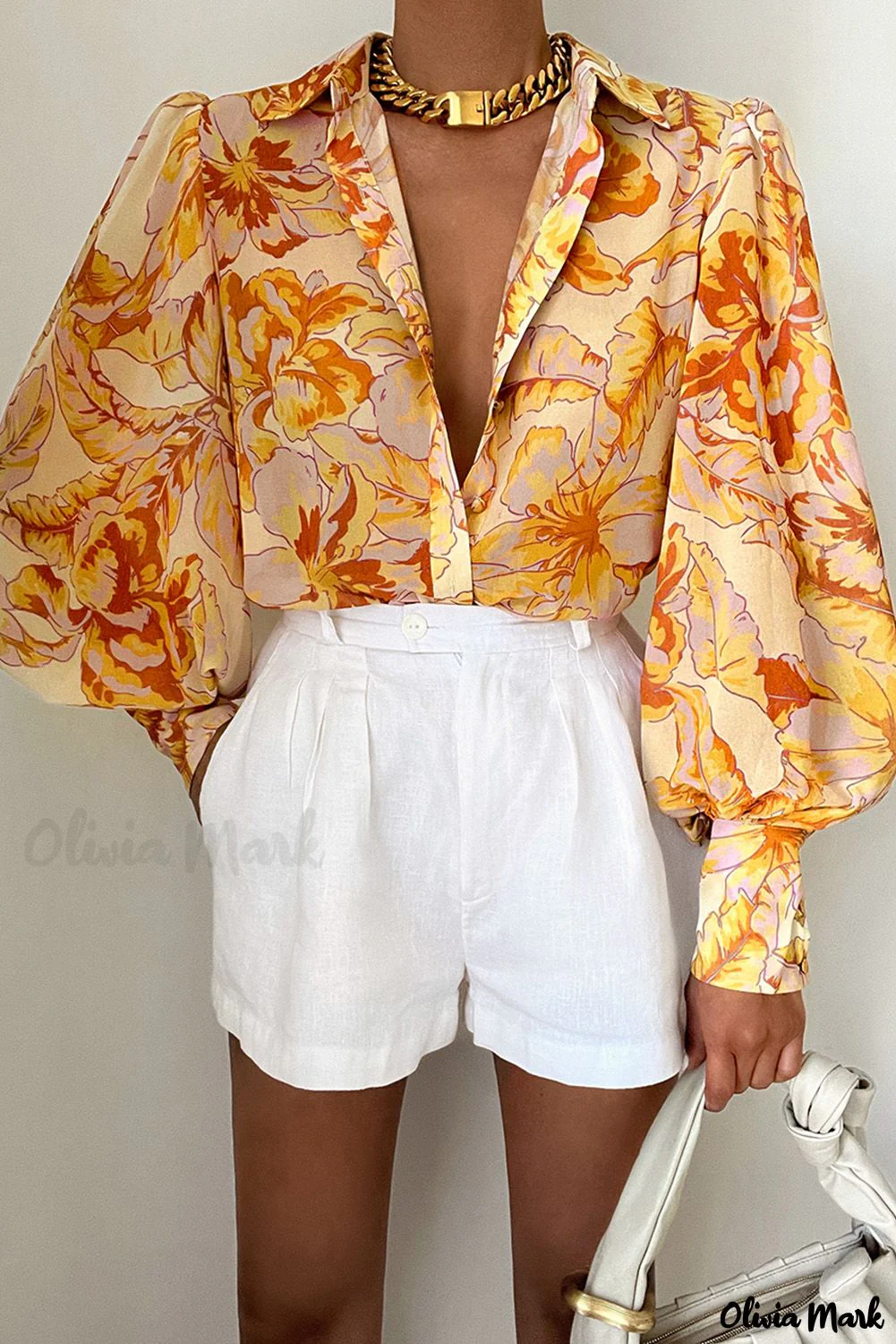 Deanwangkt - Chic Floral Yellow Bishop Sleeve Blouse - Deanwangkt