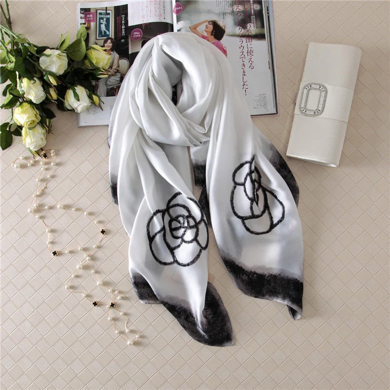 Christmas Gift Deanwangkt luxury brand women scarf summer soft long size shawls lady wrap pashmina silk scarves female foulard beach stoles - Deanwangkt