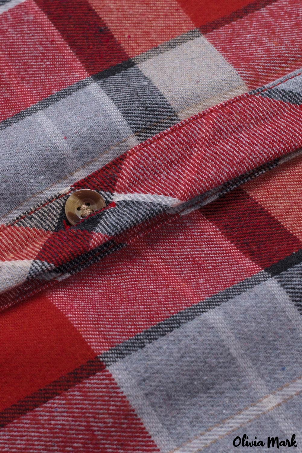 Deanwangkt - Red checkered button down blouse with pocket - Deanwangkt