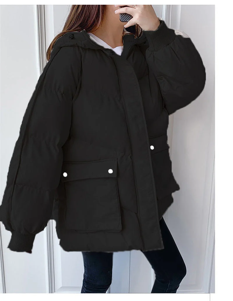 Christmas Gift Deanwangkt New Short Winter Jacket Women Warm Hooded Down Cotton Jacket Parkas Female Casual Loose Outwear Korean Cotton-padded Coat - Deanwangkt