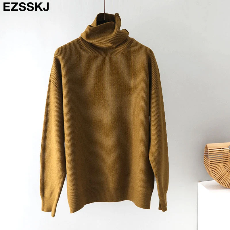 Christmas Gift Deanwangkt Women's Sweater Autumn Winter Warm Turtlenecks Casual Loose Oversized  wool sweaters  Pullover  Femme top - Deanwangkt