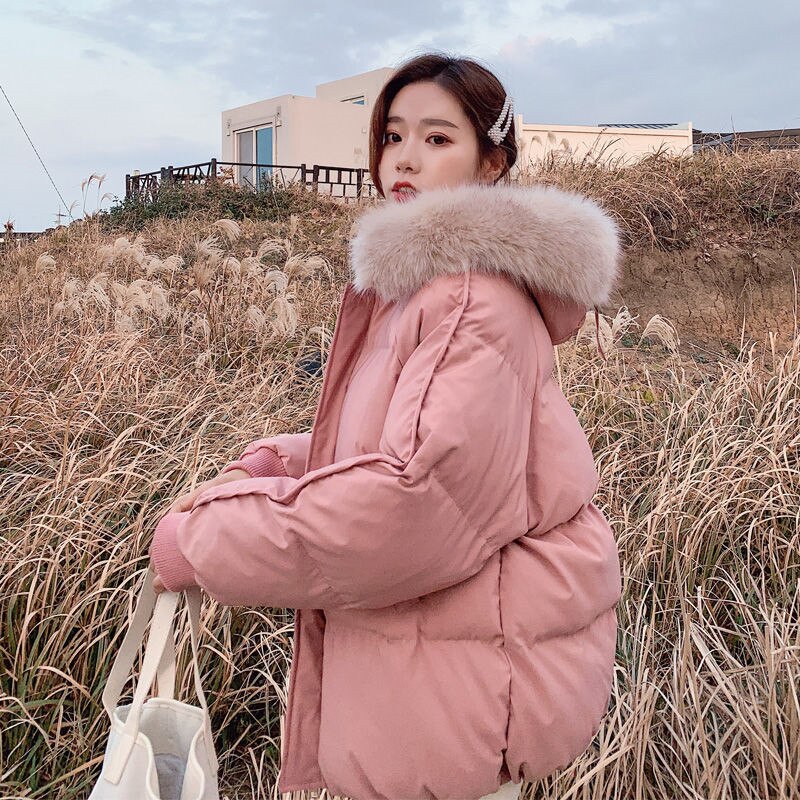 Christmas Gift Deanwangkt New Winter Jacket Women Parkas Big Fur Collar Hooded Coat Warm Cotton padded Parka Female Jacket Loose Outwear Plus Size - Deanwangkt