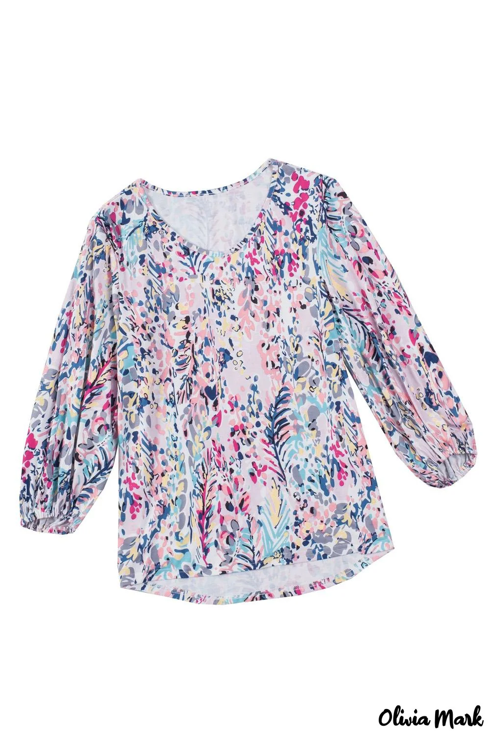 Deanwangkt - Green Floral Print Puff Sleeve Loose Blouse - Deanwangkt