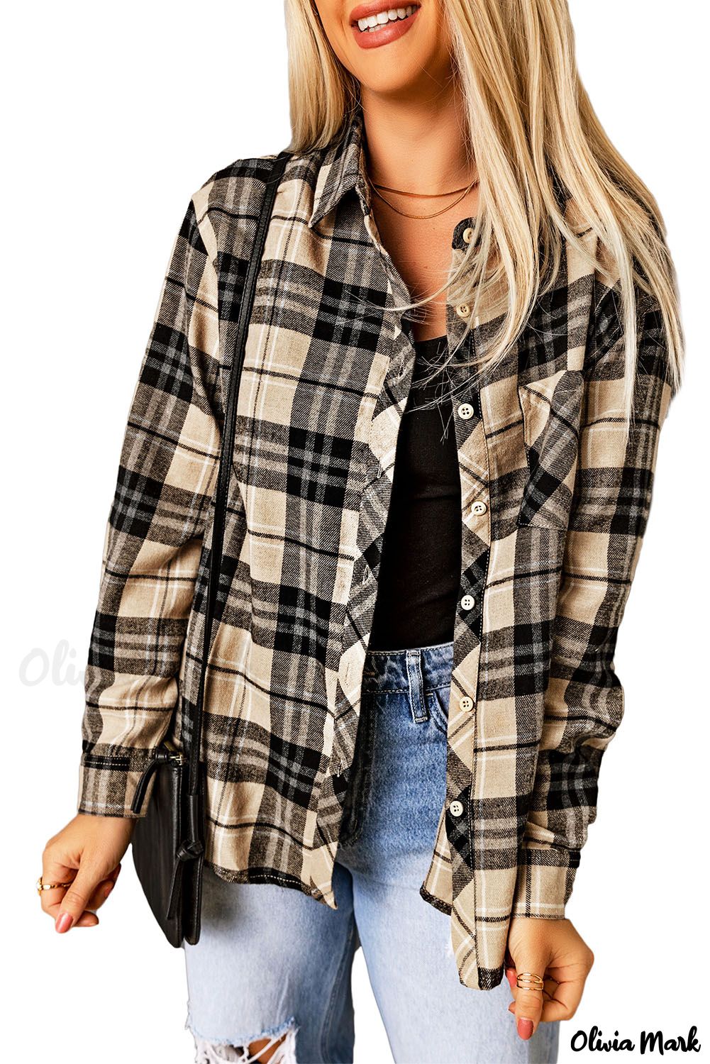 Deanwangkt - Khaki Check Button Long Sleeve Shirt - Deanwangkt