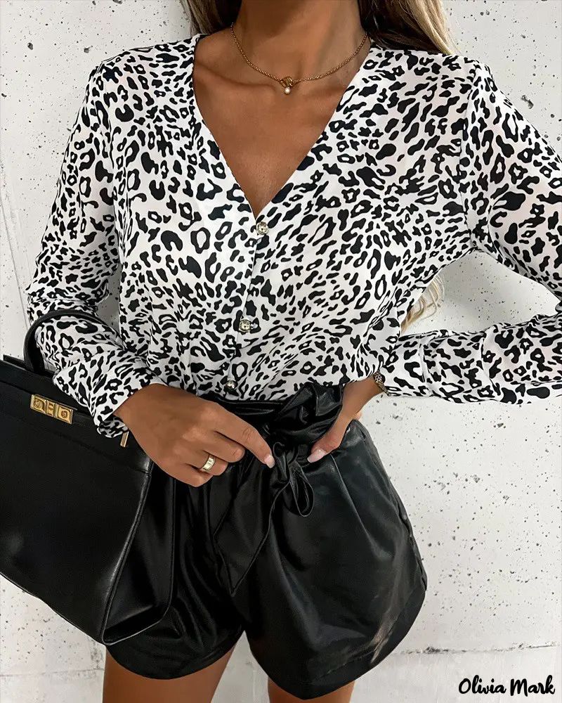 Deanwangkt - Leopard Print Long Sleeve Button Down Shirt - Deanwangkt
