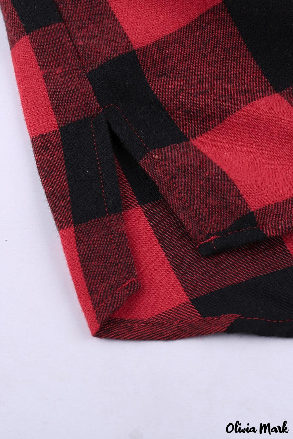 Deanwangkt - Red Buffalo Plaid Blouse with Button Pocket - Deanwangkt