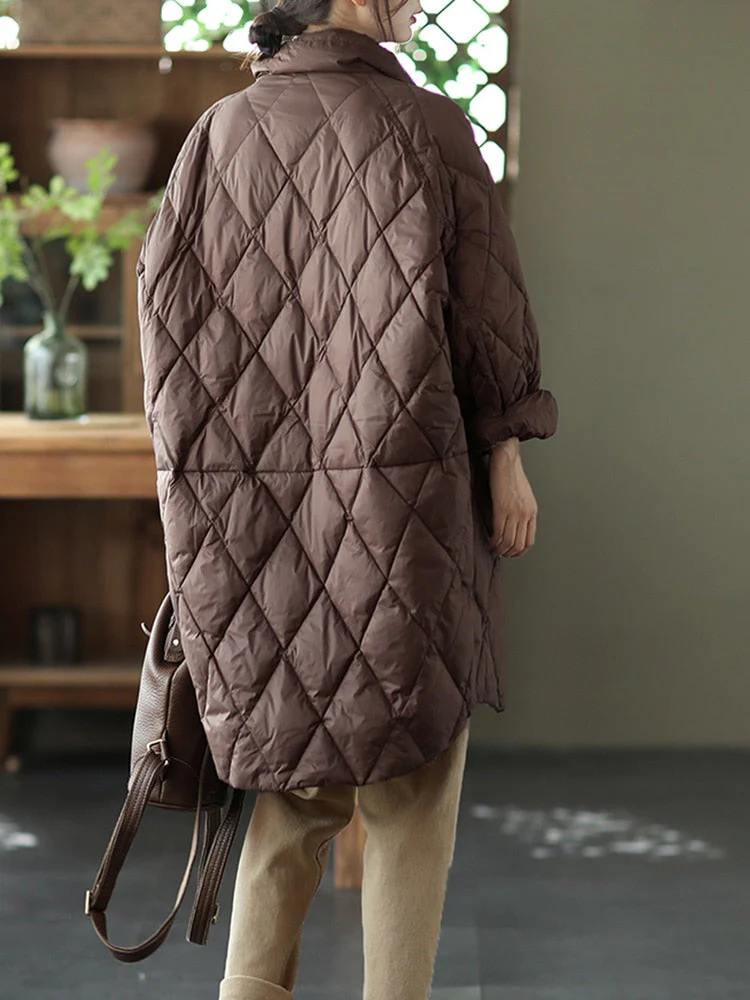 Black Friday Sales Autumn Winter Women Ultra Light Loose Long Down Parka Casual Female Single Breasted White Duck Down Coat Warm Outwear - Deanwangkt