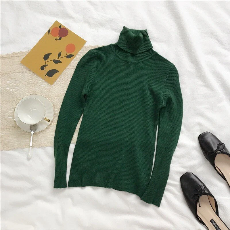 Christmas Gift Deanwangkt Autumn New Slim Long Sleeve Jumper Women Turtleneck Knitted Pullover Winter Sweater Women Soft Warm Sweater Pull Femme 6897 - Deanwangkt