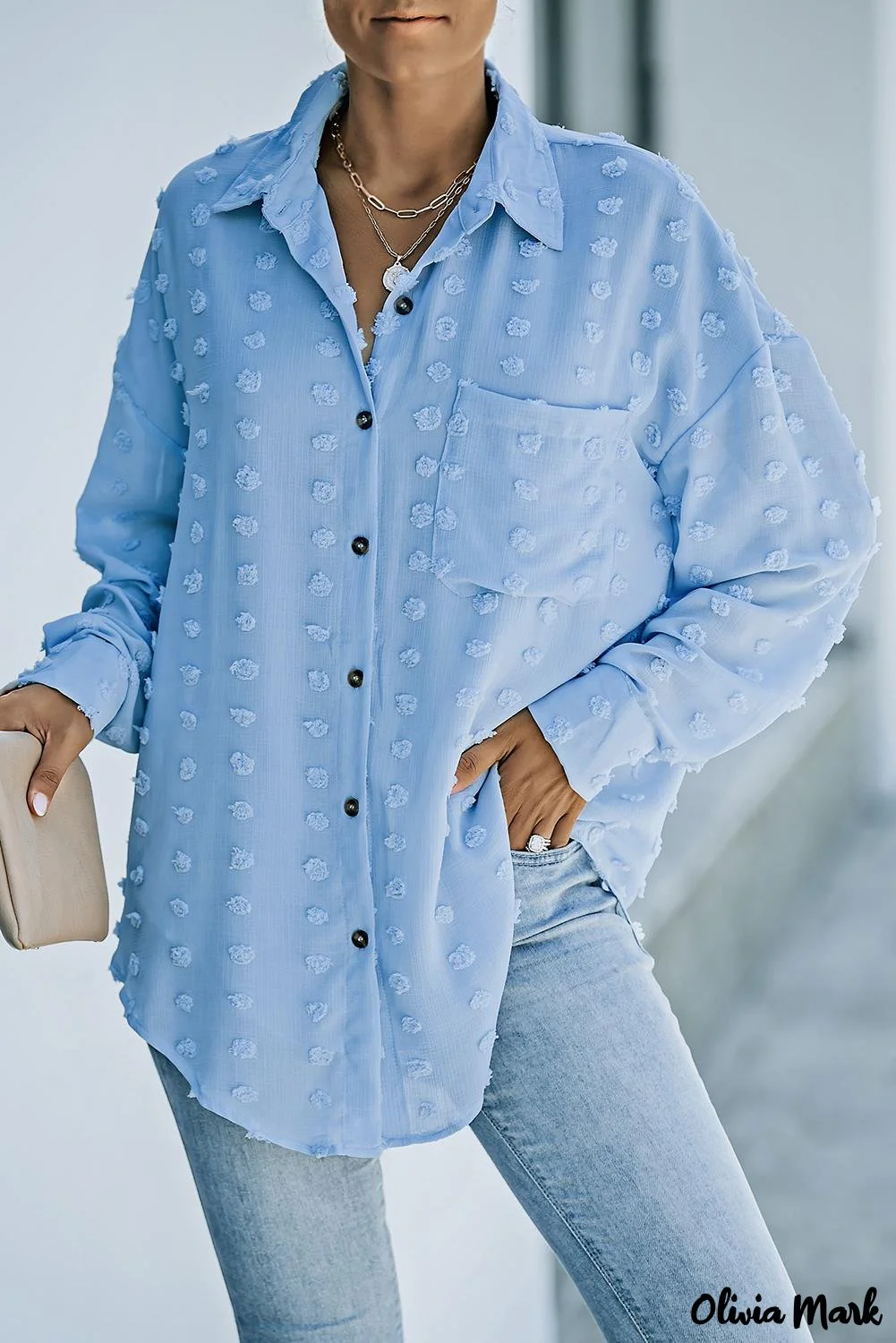 Deanwangkt - Green Polka Dot Long Sleeve Button Pocket Shirt - Deanwangkt