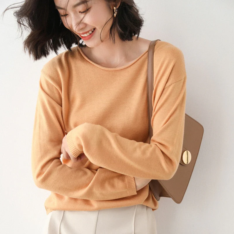 Christmas Gift Deanwangkt Autumn Winter Thin Sweater Women Knitted Sweater Fashion Crew-V-neck  Ladies Winter Sweater Korean College Style - Deanwangkt
