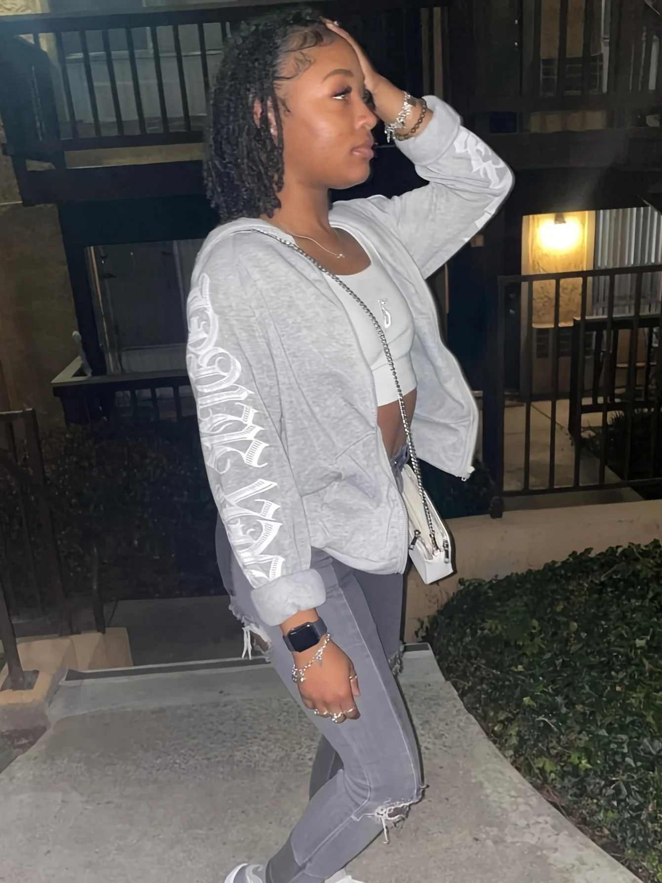 deanwangkt-1 Letter Print Hooded Jacket, Casual Zip Up Long Sleeve Kangaroo Pocket Outerwear, Women's Clothing - Deanwangkt