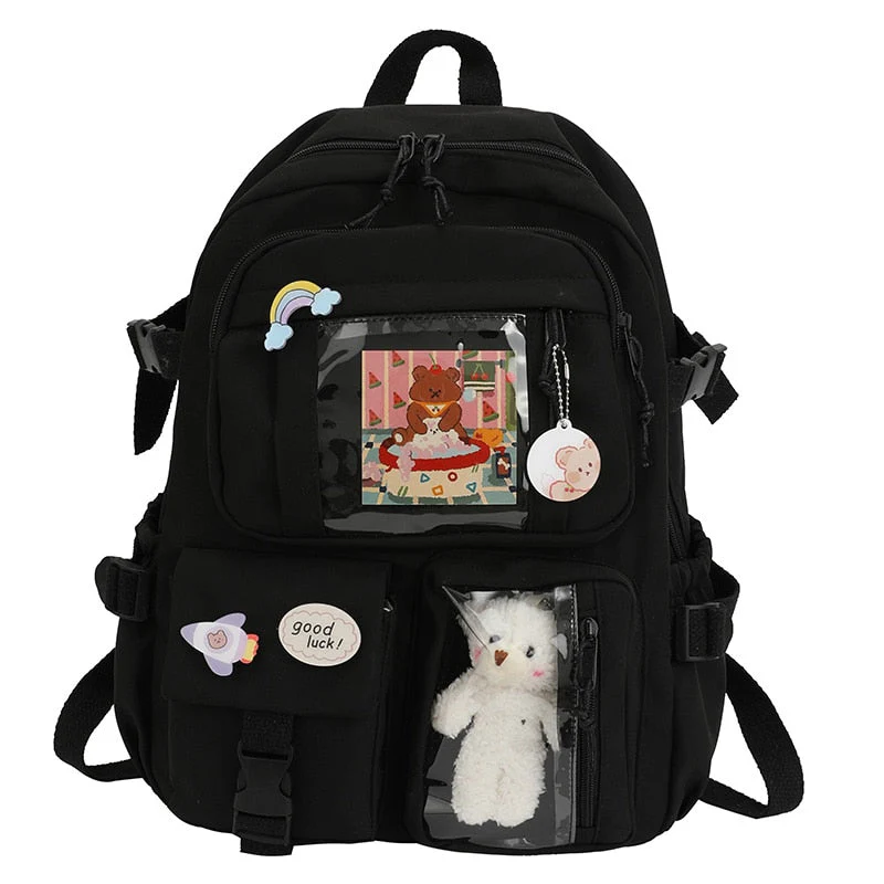 Back to school backpack DeanwangktCute Backpacks Waterproof Multi-Pocket Nylon For Student Female Girls Kawaii Laptop Book Pack Mochilas - Deanwangkt