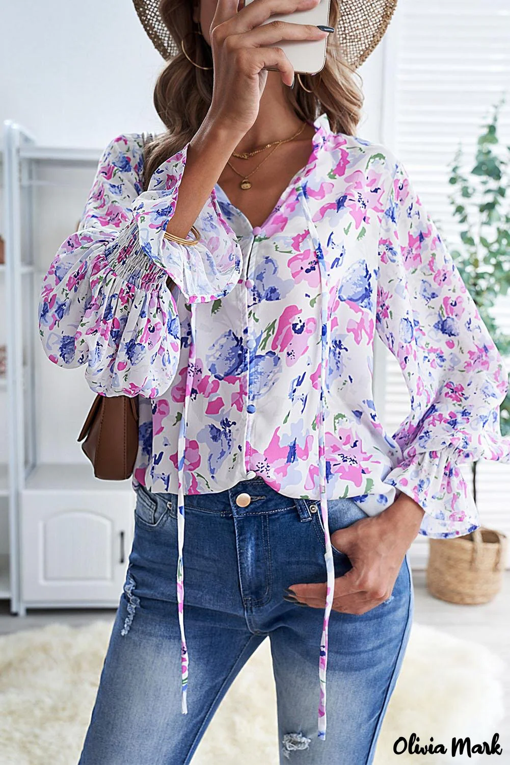 Deanwangkt - Cakewalk Rose Floral Smocked Blouse - Deanwangkt