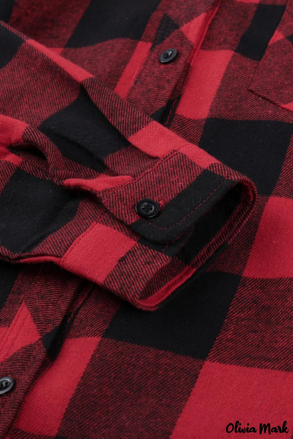 Deanwangkt - Red Buffalo Plaid Blouse with Button Pocket - Deanwangkt