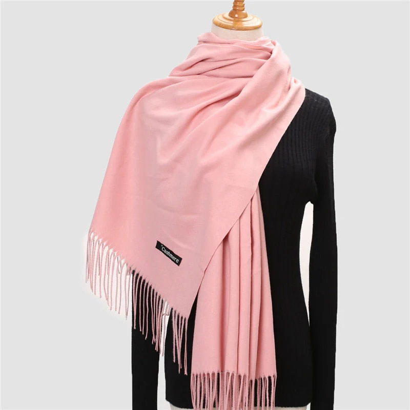 Christmas Gift Deanwangkt Winter Scarf For Women Long Warm Cashmere Scarves Hijab Solid Lady Shawl Wrap Female Pashmina Bandana Head Scarfs Echarpe - Deanwangkt