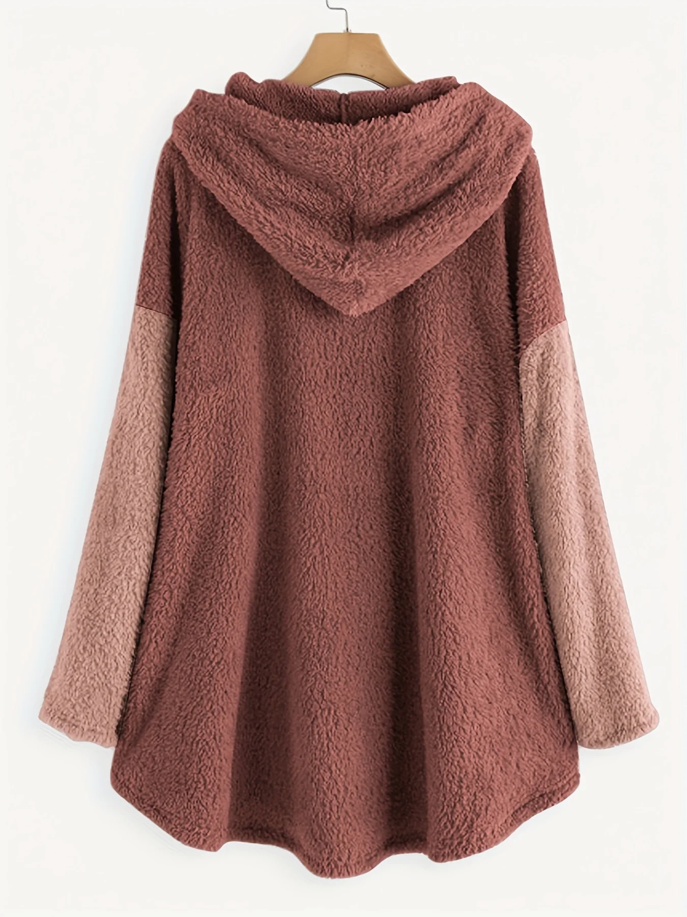 deanwangkt-1  Plus Size Christmas Casual Coat, Women's Plus Sequin Christmas Hat Wine Glasses Zipper Long Sleeve Plush Hooded Teddy Coat - Deanwangkt