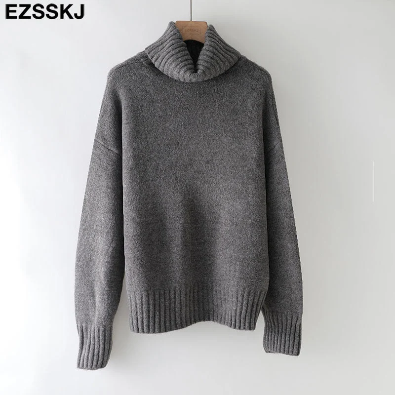 Christmas Gift autumn Winter casual cashmere oversize thick Sweater pullovers Women Deanwangkt loose Turtleneck women's sweaters jumper - Deanwangkt