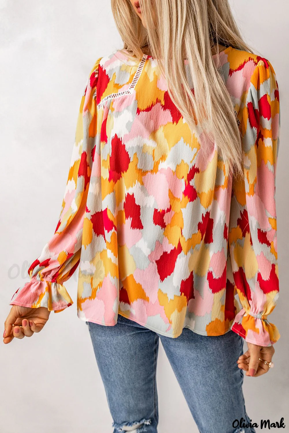 Deanwangkt - Multicolor Abstract Print Long Sleeve Blouse - Deanwangkt