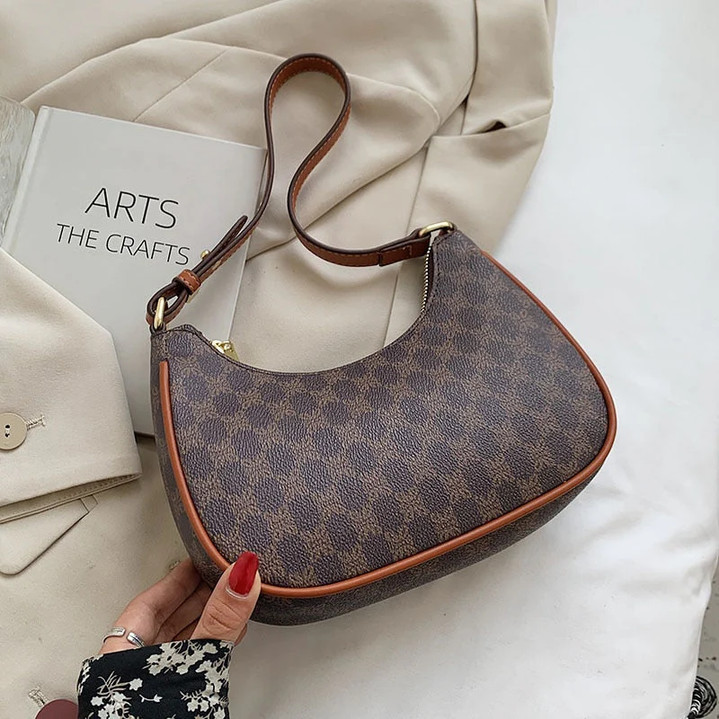 Back To College Deanwangkt Half-Moon Retro PU Leather Small Underarm S Handbag And Purses For Women Winter Fashion Trends Brand Shoulder Bag - Deanwangkt